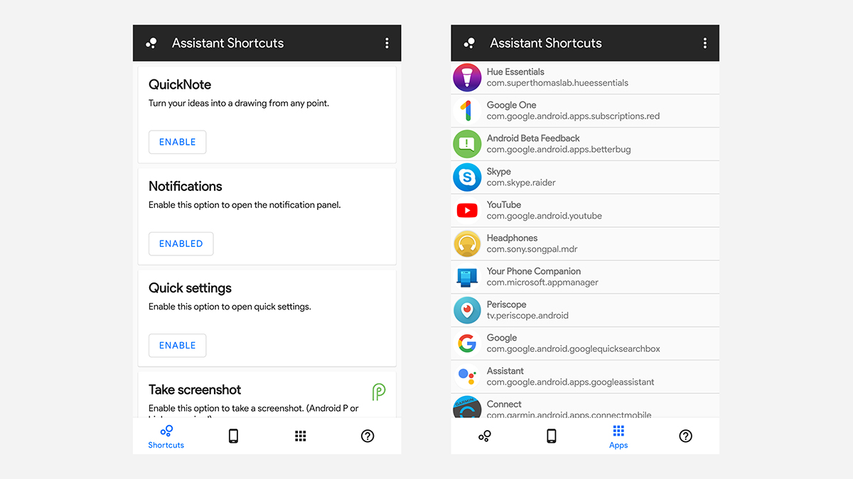 Assistant Shortcuts.
